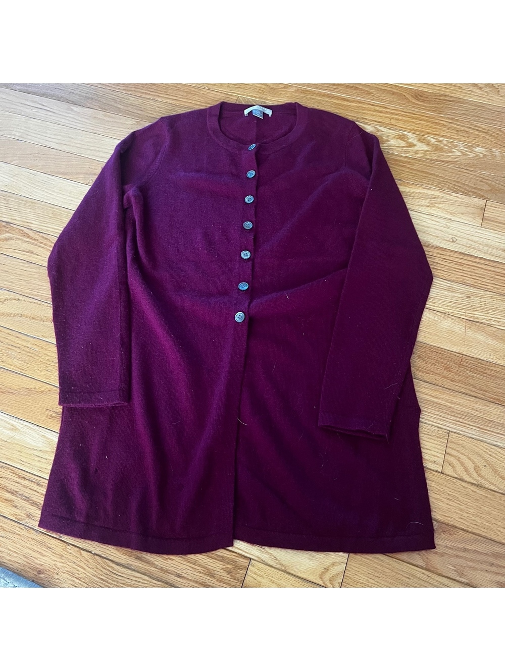 Charter Club Burgundy 100% Cashmere Button-Up Cardigan Size S